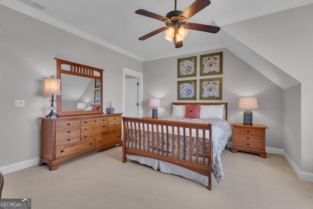 406 Vanderbilt Pkwy, Newnan, GA 30265 - bedroom featuring carpet, baseboards, crown molding, and a ceiling fan