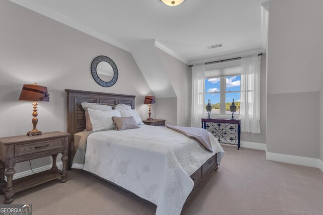 406 Vanderbilt Pkwy, Newnan, GA 30265 - bedroom featuring ornamental molding, baseboards, and light colored carpet