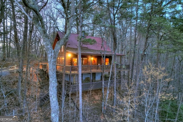 355 Cohutta Mountain Rd, Cherry Log, GA 30522 - rear view of house featuring log veneer siding and metal roof