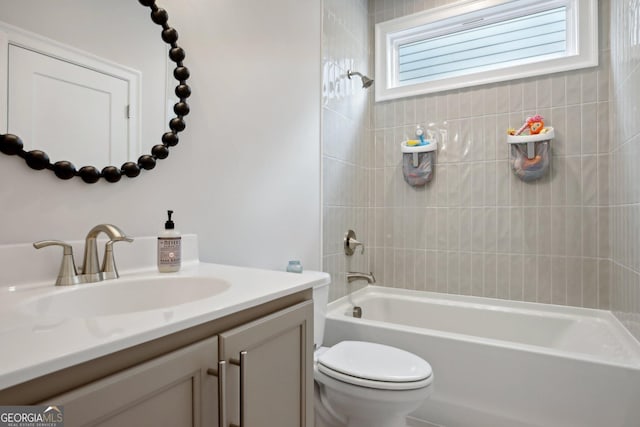 247 Widener Way, Peachtree City, GA 30269 - full bathroom with vanity, bathing tub / shower combination, and toilet
