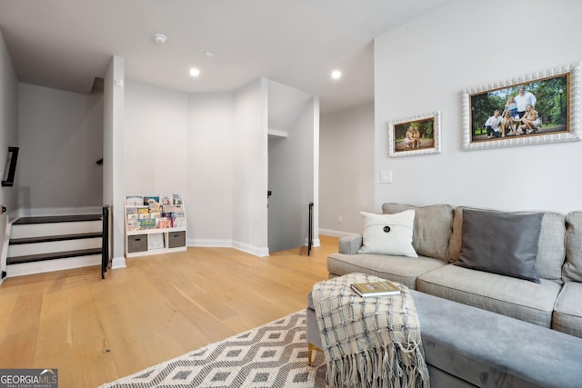 247 Widener Way, Peachtree City, GA 30269 - living area with light wood-style flooring, baseboards, and recessed lighting