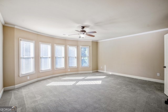 2604 Heltonwood Ct, Buford, GA 30519 - carpeted spare room with ceiling fan, ornamental molding, and baseboards