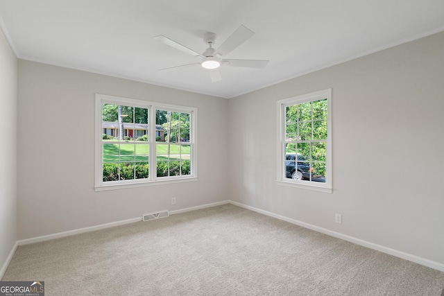 1173 Normandy Rd, Macon, GA 31210 - carpeted spare room featuring a ceiling fan, baseboards, and ornamental molding