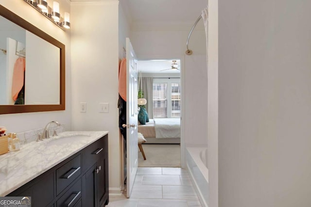 1850 Cotillion Dr Unit 2304, Atlanta, GA 30338 - bathroom featuring crown molding, vanity, ensuite bathroom, shower / washtub combination, and tile patterned flooring