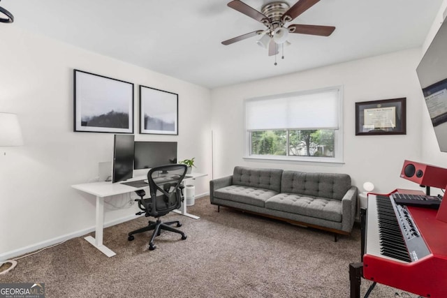 1701 Wiscasset Pl, Tucker, GA 30084 - office with carpet flooring, baseboards, and a ceiling fan