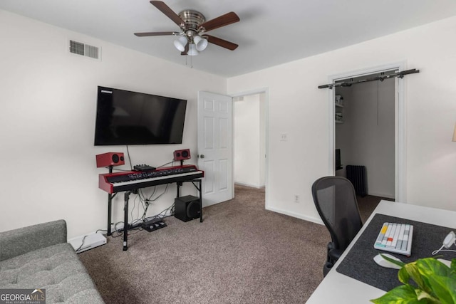 1701 Wiscasset Pl, Tucker, GA 30084 - carpeted home office with ceiling fan and radiator