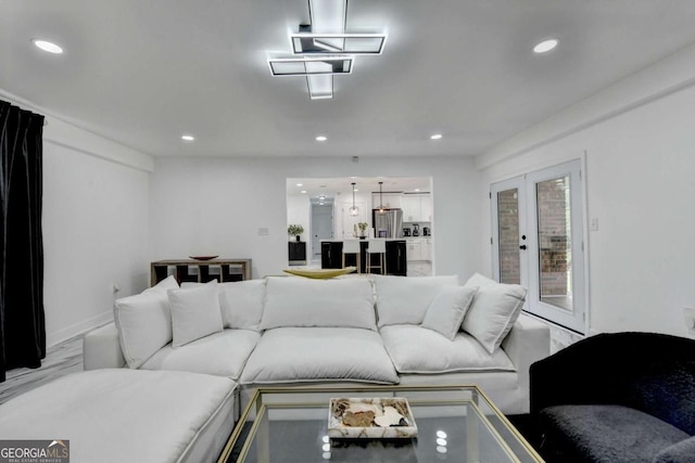 3799 Sweetbriar Cir, Lithia Springs, GA 30122 - living area with recessed lighting and french doors
