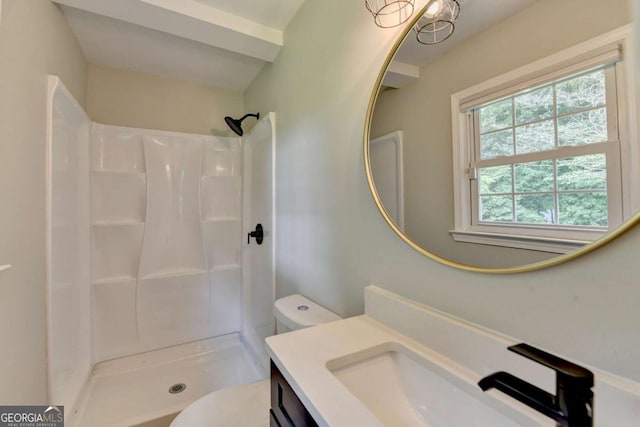 3799 Sweetbriar Cir, Lithia Springs, GA 30122 - bathroom featuring toilet, a shower, and vanity