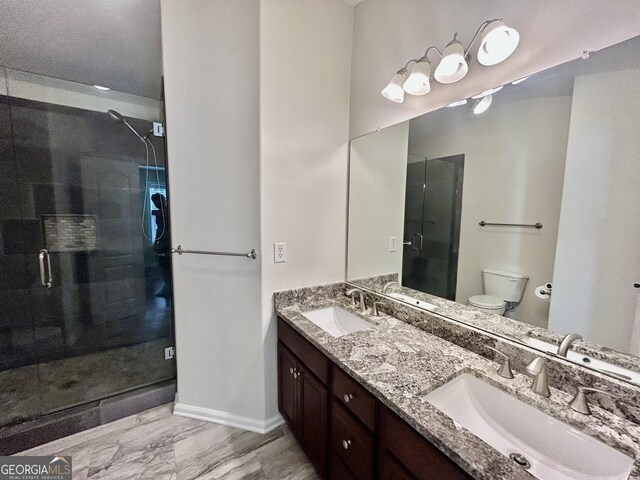3988 Church View Ln, Suwanee, GA 30024 - bathroom with double vanity and a shower stall