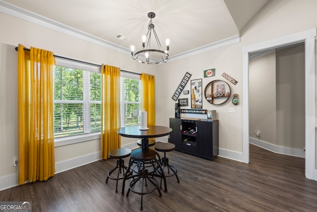 21 Little Creek Dr, Monroe, GA 30655 - dining area featuring a chandelier and dark wood-style floors