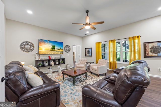 21 Little Creek Dr, Monroe, GA 30655 - living area with ceiling fan, wood finished floors, and recessed lighting