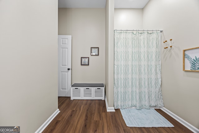 21 Little Creek Dr, Monroe, GA 30655 - bathroom featuring wood finished floors and curtained shower