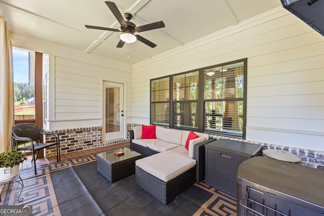 21 Little Creek Dr, Monroe, GA 30655 - view of patio featuring ceiling fan and an outdoor hangout area