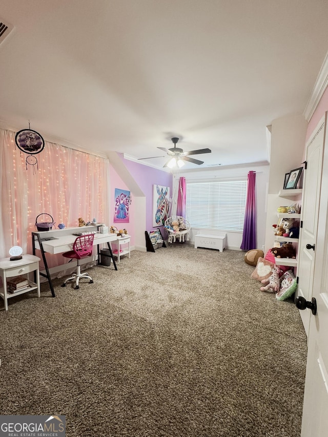 1761 Turtle Pond Dr, Watkinsville, GA 30677 - game room with carpet and ceiling fan