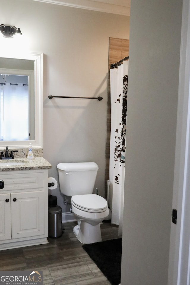 1761 Turtle Pond Dr, Watkinsville, GA 30677 - bathroom with vanity, curtained shower, and ornamental molding