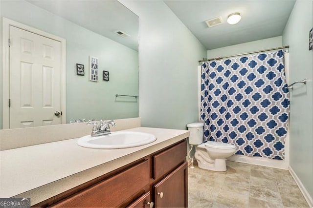 230 Haleys Ct, Woodstock, GA 30188 - full bathroom featuring vanity, toilet, baseboards, and curtained shower