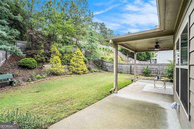 230 Haleys Ct, Woodstock, GA 30188 - view of yard with ceiling fan and a patio