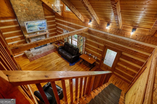 2905 Cammie Wages Rd, Dacula, GA 30019 - staircase featuring hardwood / wood-style floors and wooden walls