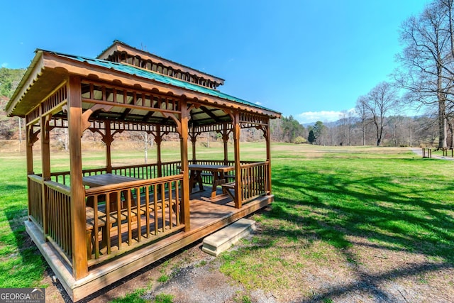 32 N Muscogee Dr, Ellijay, GA 30540 - deck with a gazebo and a lawn