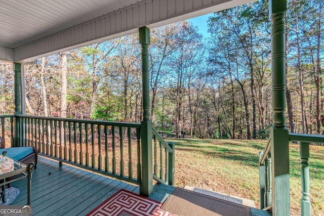 32 N Muscogee Dr, Ellijay, GA 30540 - wooden deck with a yard