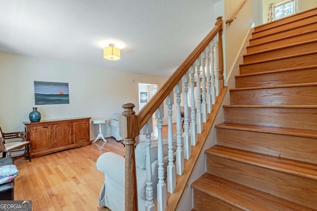 32 N Muscogee Dr, Ellijay, GA 30540 - staircase with wood finished floors