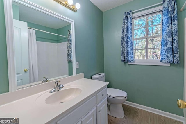 32 N Muscogee Dr, Ellijay, GA 30540 - bathroom with vanity, wood finished floors, and a shower with shower curtain