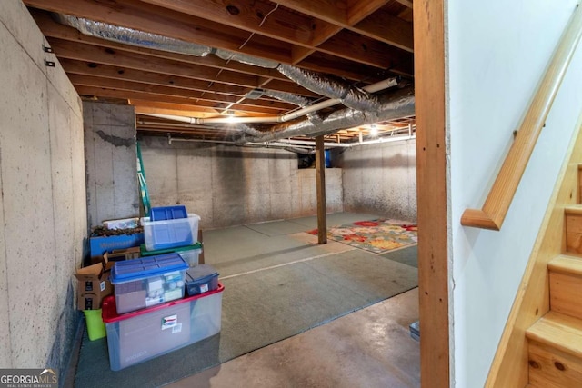 32 N Muscogee Dr, Ellijay, GA 30540 - unfinished below grade area with stairs