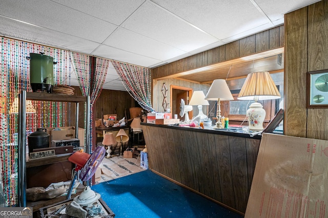 24 Brookside Dr, Newnan, GA 30263 - interior space with wood walls and a drop ceiling