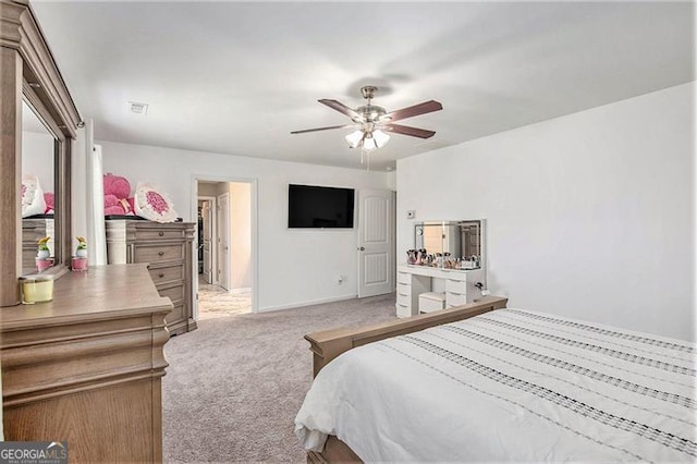 413 Huntleigh Shores Ln, Dallas, GA 30132 - bedroom featuring light colored carpet and a ceiling fan