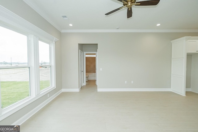 215 Jake Colton Dr, Kingsland, GA 31548 - empty room featuring ornamental molding, baseboards, a ceiling fan, and recessed lighting