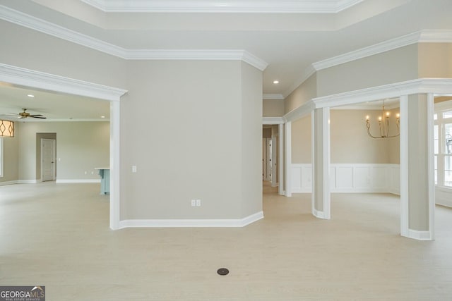 215 Jake Colton Dr, Kingsland, GA 31548 - spare room with a chandelier, ceiling fan, crown molding, and recessed lighting