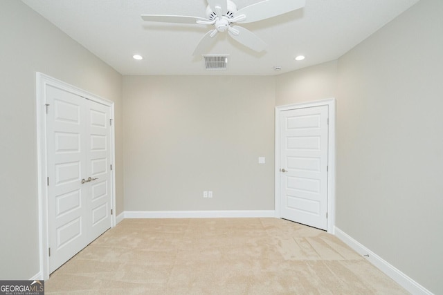 215 Jake Colton Dr, Kingsland, GA 31548 - empty room featuring light colored carpet, recessed lighting, ceiling fan, and baseboards