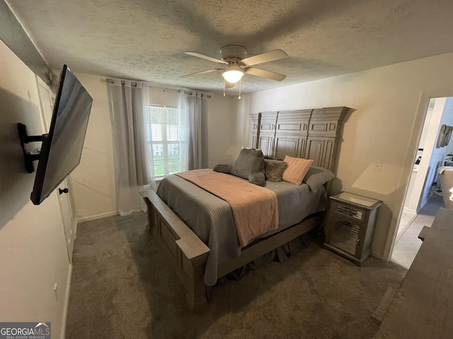 401 Bainbridge Dr, Mcdonough, GA 30253 - bedroom with carpet floors, ceiling fan, a textured ceiling, and baseboards