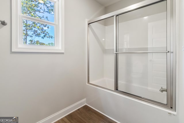 68 Davis Lake Rd Lot 16, Thomaston, GA 30286 - bathroom featuring baseboards, combined bath / shower with glass door, and wood finished floors