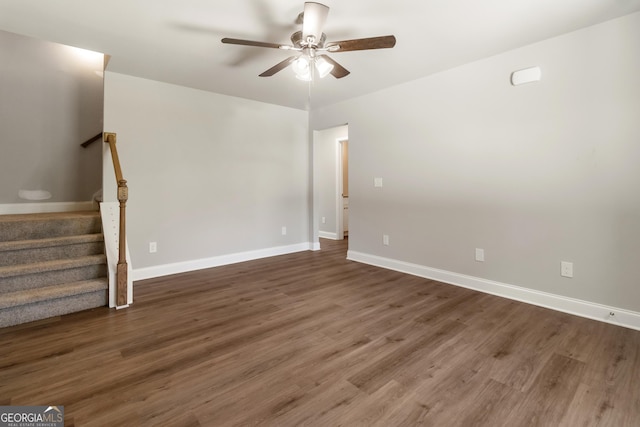 68 Davis Lake Rd Lot 16, Thomaston, GA 30286 - empty room with a ceiling fan, stairs, wood finished floors, and baseboards