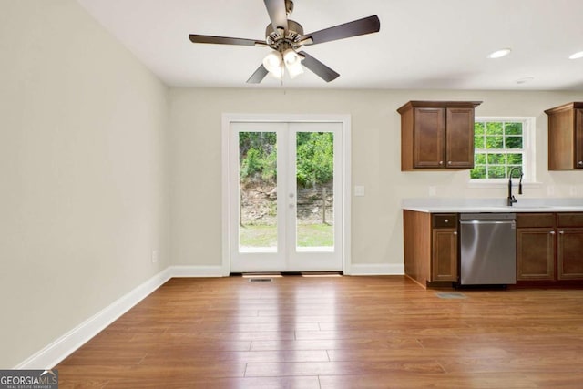 405 Scenic View Dr, Jasper, GA 30143 - kitchen with dishwasher, ceiling fan, light countertops, baseboards, and recessed lighting
