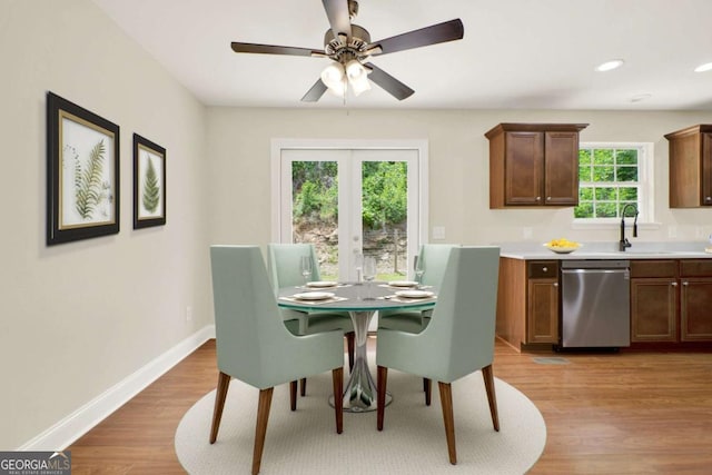 405 Scenic View Dr, Jasper, GA 30143 - dining space featuring light wood-style flooring, baseboards, ceiling fan, and recessed lighting