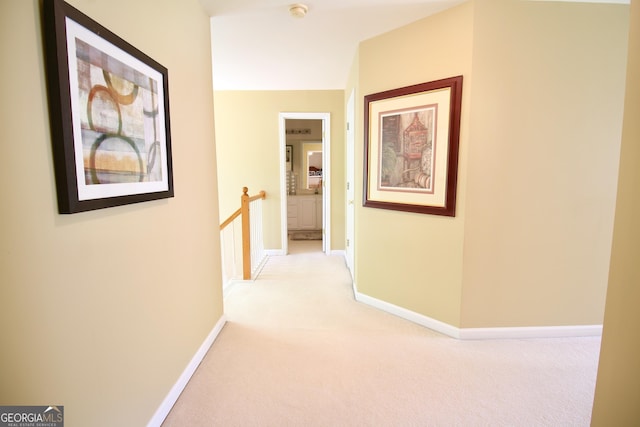 318 Ivy Manor Dr, Marietta, GA 30064 - hallway with light carpet, an upstairs landing, and baseboards