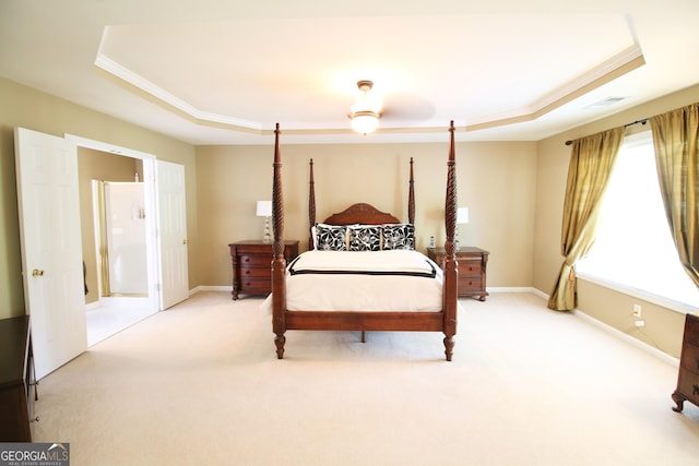 318 Ivy Manor Dr, Marietta, GA 30064 - carpeted bedroom with a tray ceiling, baseboards, and ornamental molding