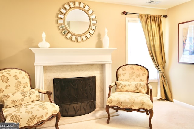 318 Ivy Manor Dr, Marietta, GA 30064 - living area with a premium fireplace and carpet floors