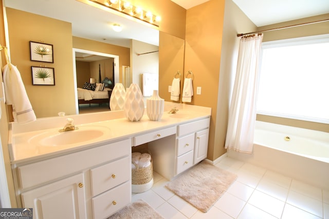 318 Ivy Manor Dr, Marietta, GA 30064 - ensuite bathroom featuring double vanity, a tub to relax in, and tile patterned flooring