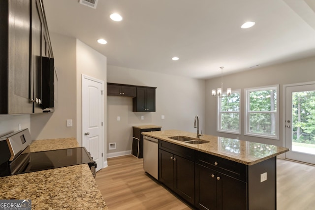 215 Davis Lake Ct Lot 2, Thomaston, GA 30286 - kitchen with a sink, electric range oven, stainless steel dishwasher, light wood finished floors, and recessed lighting
