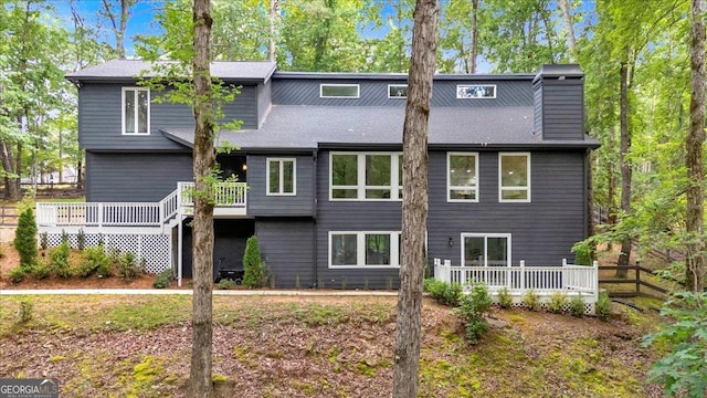 510 Watergate Ct, Roswell, GA 30076 - rear view of property with a wooden deck and a chimney