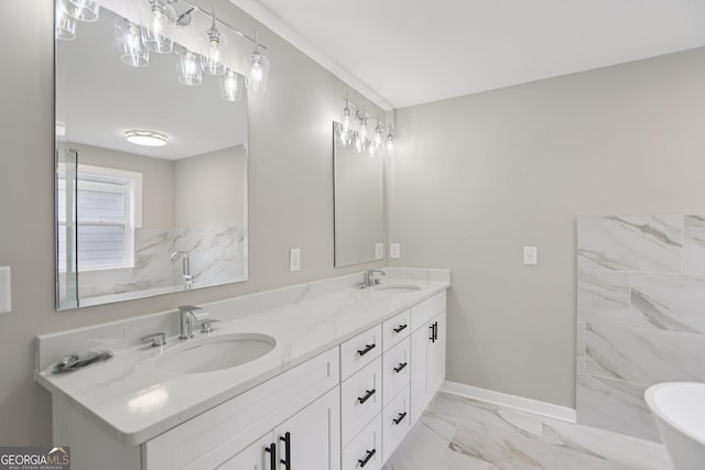 3189 Jackson Unit A, Hapeville, GA 30354 - bathroom with marble finish flooring, double vanity, and a soaking tub