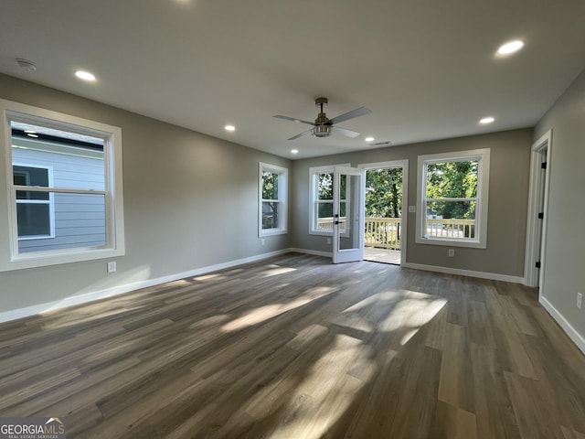 3189 Jackson Unit A, Hapeville, GA 30354 - unfurnished room featuring healthy amount of natural light, recessed lighting, baseboards, a ceiling fan, and dark wood-style flooring