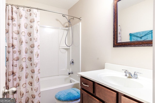 3623 Terrah Point Dr, Duluth, GA 30097 - bathroom featuring shower / bath combo and vanity