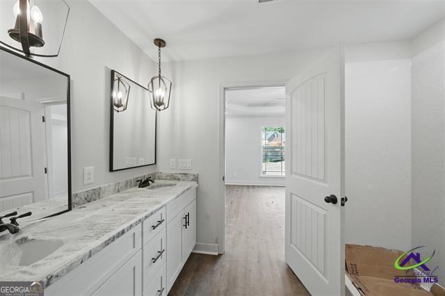 116 Fred Ct, Macon, GA 31216 - full bath featuring wood finished floors and double vanity