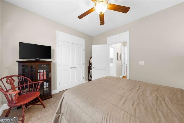 3554 Black Cherry Pt SW, Gainesville, GA 30504 - carpeted bedroom with a closet, baseboards, and ceiling fan