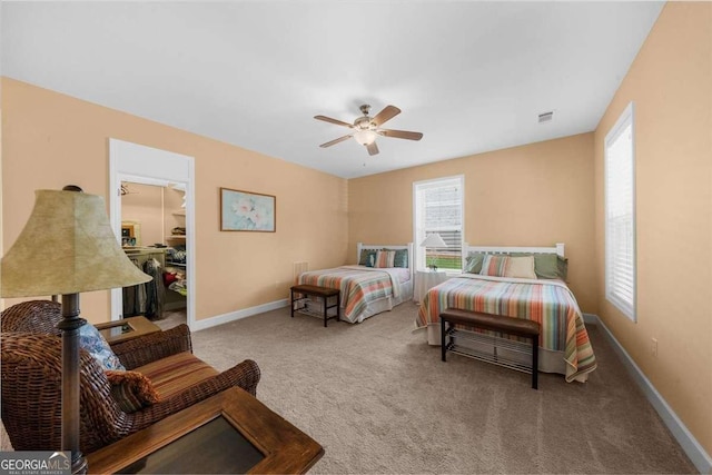 3554 Black Cherry Pt SW, Gainesville, GA 30504 - bedroom featuring carpet, baseboards, a spacious closet, a ceiling fan, and a closet