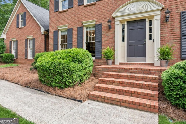 6165 Pin Oak Ln, Alpharetta, GA 30005 - entrance to property with brick siding and a shingled roof